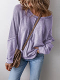 Fongt Spring And Autumn Fashion Leisure Round Collar Long Sleeves Stitching Loose-Fitting Lady's Tat