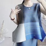 Fongt Wear Three Houses Folded 2025 Sleeveless Splicing Ribbon Loose Top High Waist Folded Skirt Rainbow