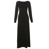 Fongt 2025 Autumn And Winter Women's New Pure Color Temperament High-End Sense Collar Body Dress