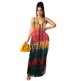 Fongt New Women's Casual Loose Print Cotton Slip Dress-Outfit