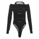 Fongt Autumn Fashion Trend Women's New Long-Sleeved Hollow Body Open Umbilly Solid Color Conjoined