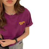 Fongt Print Short-Sleeve T-Shirt Women's Summer 2024 New Korean Version Design Sense Loose Show Thin Student Top