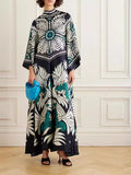 Fongt Summer Printed Seven-Sleeve Collared Dress