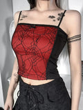 Dark Mall Goth Emo Harajuku Lace Camis E-girl Women Summer Aesthetic Clothes Bodycon Backless Strap Patchwork Crop