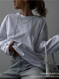 Fongt Spring And Autumn New Solid Color Long-Sleeved T-Shirt Women Hot BF Wind Lengthn Cotton Top 3317A