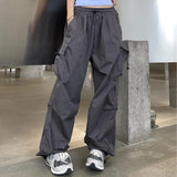 Army Green Cargo Pants Sweatpants Streetwear Hip Hop Joggers Drawstring Casual Loose Wide Leg Plus Size Womens Pants-Outfit