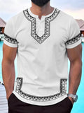 Fongt Men's Summer Casual Short-Sleeved Digital Prints Flower Curved Hem T-Shirt