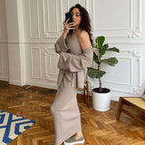Fongt Autumn New Women's Pure Color Lazy Leisure Long-Term Set