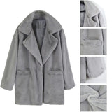 Style 2023 Autumn And Winter Woolen Coat Women's Medium-Long Solid Color Loose Plush Coat Imitation Fur Coat-Outfit