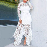 Fongt New Women's Lace Lace Hollow Long Sleeve Tie 5 Color Irregular