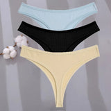 Sexy G-string Women's Cotton Panties Low-Waist Thongs Striped Solid Female Underpants Girl Comfortable Briefs