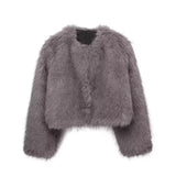 Fongt Women's Thick Lamb Fur Black Coat Women's Winter 2025 New Fur