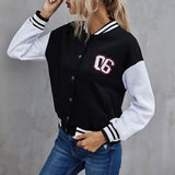 Harajuku Oversized Varsity Jacket Baseball Women Patchwork Autumn Winter Letter Print Long Sleeve Khaki Oversized Coat