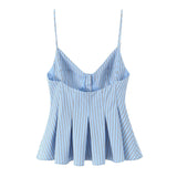 Fongt Buckle Swing 2025 Wide Short Female Vest Open Back Sexy Sling Skirt V-Neck Summer