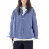 Fongt Blue Plaid Shirt Long Sleeves Men And Women Senior Sense Casual Loose All-Match Lovers Shirt Coat Tide-Outfit