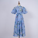 Fongt Court Style High Design Feeling Heavy Industry Nail Drill Short Sleeve Single Buckle Dress + Sling