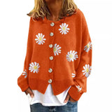 Fongt 2023 Autumn / Winter Sweater Women's Small Autumn Chrysanthemum Embroidery Needle Knitting Cardigan Women's