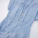 New Hollowed-Out Embroidered Shirt-Style Long Dress 7946528-Outfit