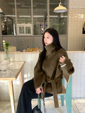 Fongt Autumn And Winter New Women's Commuting Collar Button Belt Belt Coat Woman