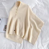 Women Versatile Knitted Scarf Solid Wraps Poncho Sweater with Buttons Autumn Winter Warm Shawl Cape