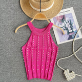 Blouse Heavy Industry Nail Beads To Repair Short Elastic Knitted Shirt Temperament Slings Ocean Hanging