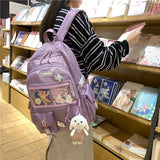 Quality Large Capacity Waterproof Women Backpack Clear Multi-pocket Travel Rucksack Student School Bags for Teenage