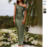 Fongt 2025 Shoulder-To-Shoulder Collar Temperament Strap Elegant Sexy Dress Elastic Tight Ass Long Dress