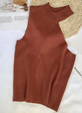 Women Halter Neck Off-shoulder Knitted Cropped Tank Tops Female Bodycon Tanks Sleeveless Basic Solid T shirts Tees Camisole-Outfit
