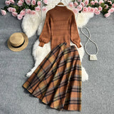 Fongt And Generous Fashion Suit Dress Women's 2024 Early Fall New Sweater Temperament Skirt Two Sets-Outfit