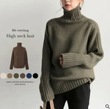 Fongt Sweater Women Winter Korean Retro Loose Languid Languid Temperament Simple Thick Pit Strip Bottom Knitting Shirt