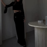 Fongt 2024 New Short Crop Jacket Building High Waist Slim Trousers Two Sets-Outfit