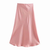 Fongt 2025 New Tight Waist Simple Set Solid Color Lirt Solid Color Half Body Skirt