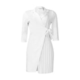 Fongt Large-Size Women's Dress 2025 New Fashion Suit Collar Fashion Strap To Close The Waist Pressure Folded African Dress