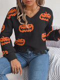 Fongt Shooting Autumn And Winter Halloween Bumpy Pumpkin Cut Long-Sleeved Jacket Sweater Women's Clothing
