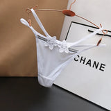 Fongt Ice Silk Slipless Low-Rise Thin Belt Thong Women's Hot Trousers Embroidery Squeal Cotton Net Lust T