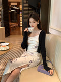 Fongt Xixi 2025 Spring New Temperament High-Waisted Sling Dress Print Pure Desire Vacation Dress Women 88193