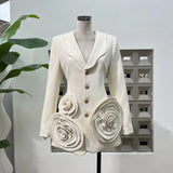 Sweet And Cool Early Spring New Hip Collar Three-Dimensional Handmade Flowers A Version Of High-End Blazer Over The