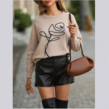 Fongt Point T-Shirt With Long-Sleeved Knitted Jersey Temperament Elegant Loose Sweater