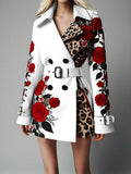 Fongt New Fashion Temperament Print Collar Coat Women's Clothing