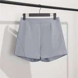 Fongt And Summer Slim Show Thin Shorts Female Blue New 2024 Korean Version Design Sense Casual A Word Wear Wide-Leg Pants-Outfit