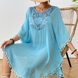 Fongt Dress 2025 New Beach Hooded Hook Splicing Tunne Bikini