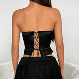 Fongt New Babes Splicing Lace Boobs Design Feel Fish Bone Steel Ring Waist Small Vest Tops Z0848