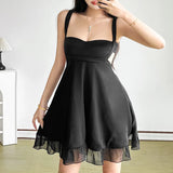 Fongt Summer Fashion Trend Women's New Slings A Word Shoulder Loose Mesh Thin Dress