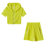 Fongt Women's Women's Solid Color Sports Leisure Suit With Hat Zipper Two Sets