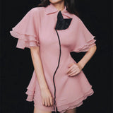 Fongt Temperament Lotus Leafy Skirt In Autumn 2025 New Collar Three-Dimensional Flowers Slimming Dress Women's