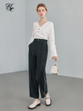 High Waist Loose Wide Leg Pants Solid Straight Elastic Waist Casual Women Bottom 2022 Spring New For Office