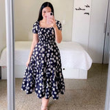 Fongt Spring And Summer New Women's Dress Prints The Shoulder Dress A Word Shoulder Fashion Swing