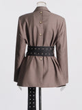 Fongt Temperament Trend Wind Suit Autumn 2024 New Small Niche Design Lapel Tie Suit Jacket Female-Outfit