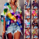 Tees Button V Neck Sexy Casual Befree Short Sleeve