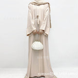 Fongt Robe Skirt Coat Women's Explosive Middle East Turkey Solid Color Big-Size Cardigan 2 Sets